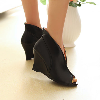 Style British Style Slope Retro Rome High Heel Shoes Simple Comfortable Heel Women Shoes