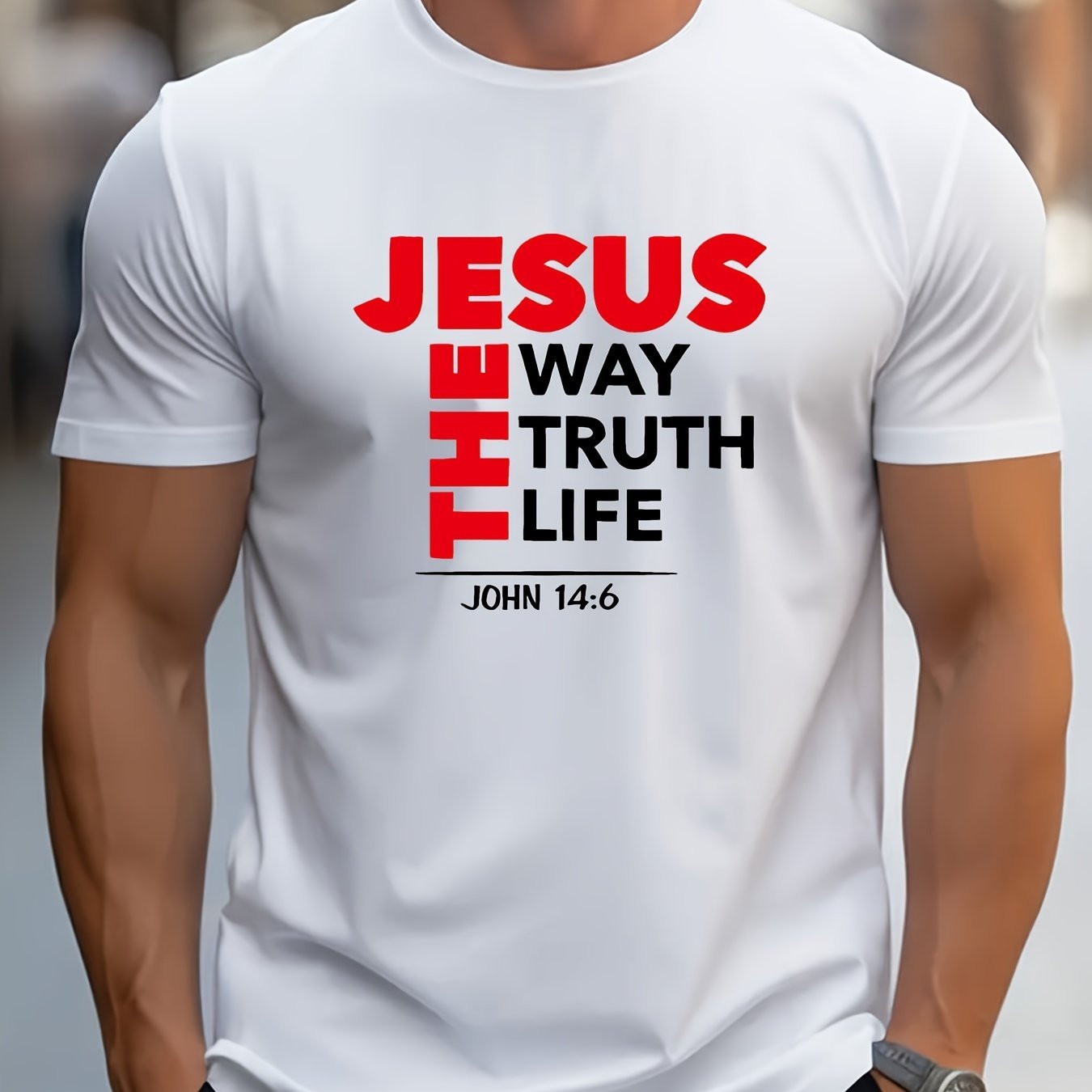 Jesus Print T-shirt, Men's T-shirt, Summer Casual Short Sleeved T-shirt