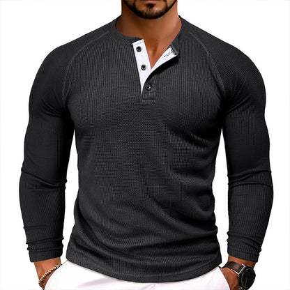 Men's Round Neck Waffle Casual T-shirt