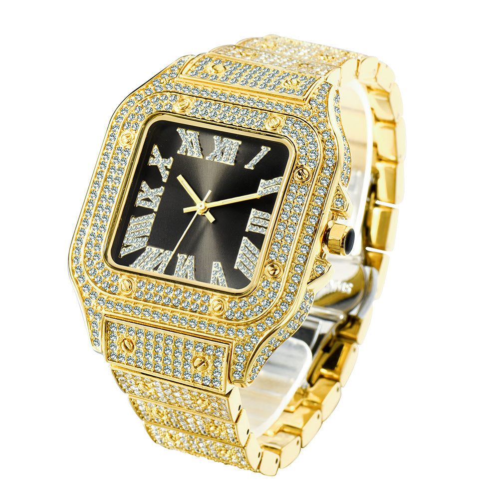 Fashion Hip Hop Diamond Full Diamond Square Men's Watch