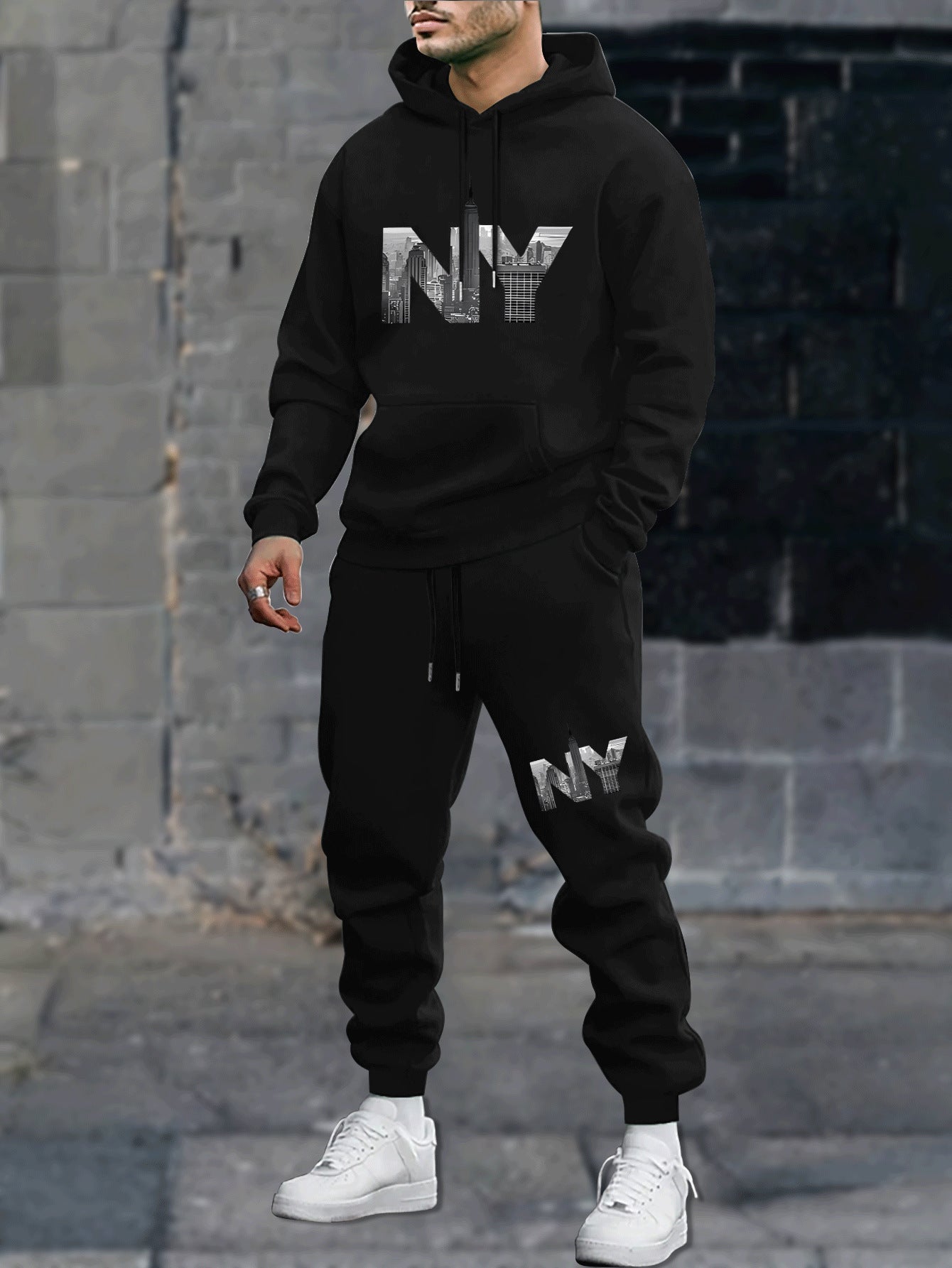 Leisure Sports Sweater Sweatpants Men's Suit