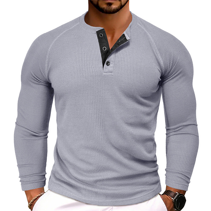 Men's Round Neck Waffle Casual T-shirt