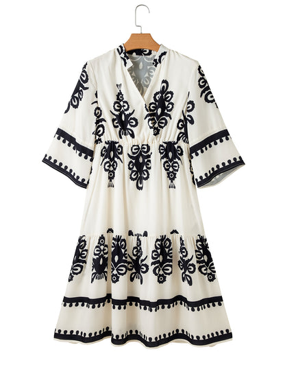 Women's Robe Fashion Printed Elegant Lace-up Dress