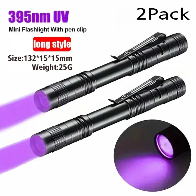 Portable 365nm UV Flashlight with Pen Clip