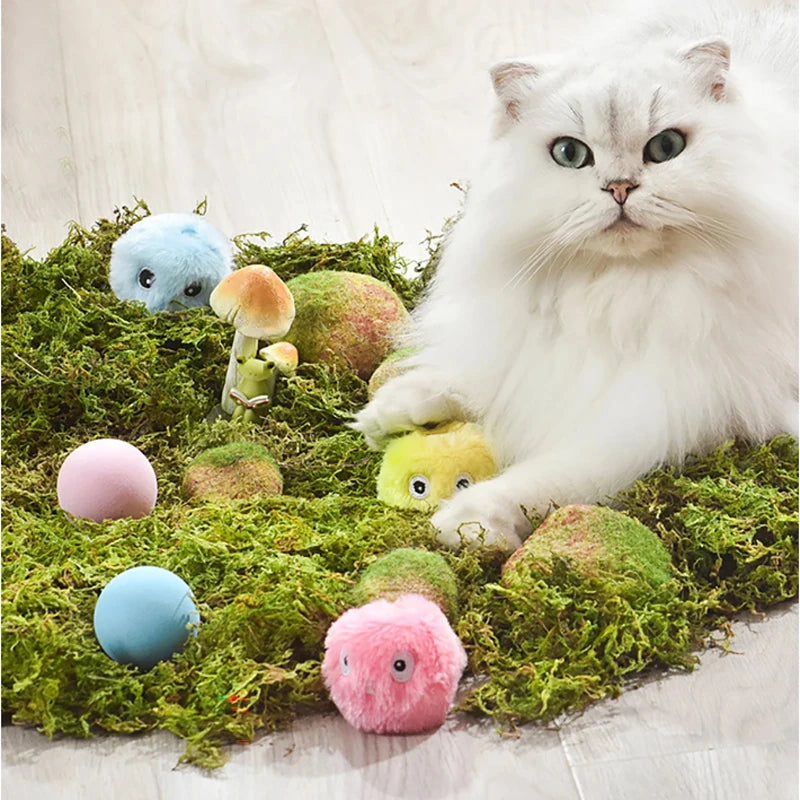 Plush Interactive Catnip Toy Ball with Sound