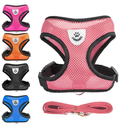 Breathable Mesh Pet Harness & Leash for Comfort & Control