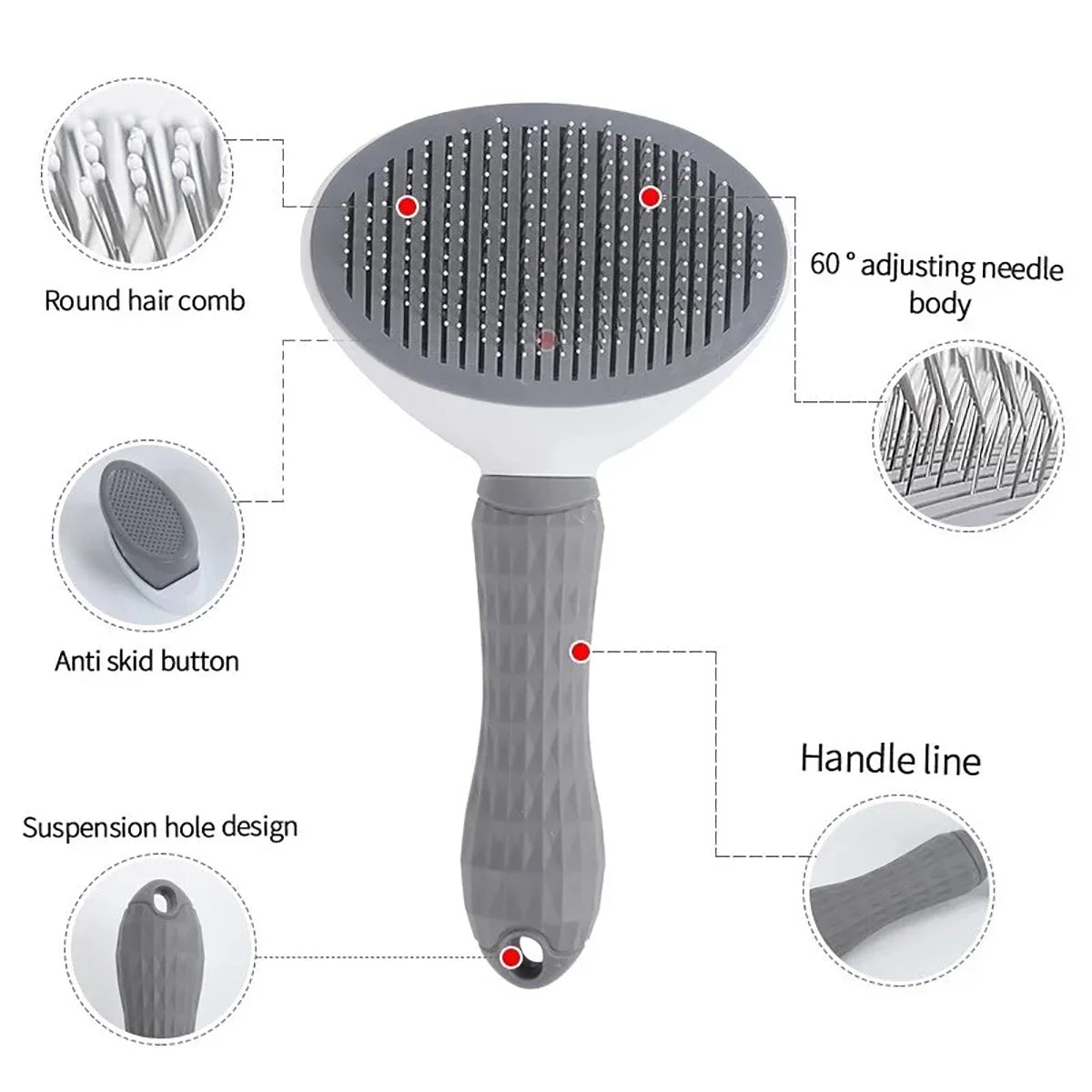 Automatic Hair Removal Pet Comb with Adjustable Needles