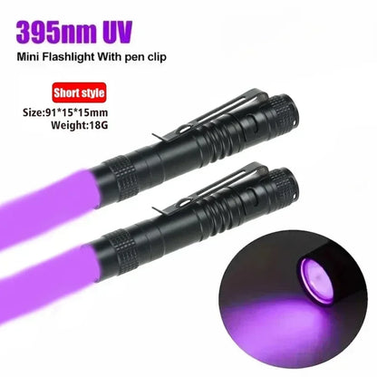 Portable 365nm UV Flashlight with Pen Clip