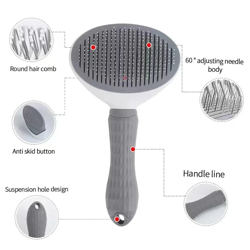 One-Click Self-Cleaning Pet Hair Removal Comb