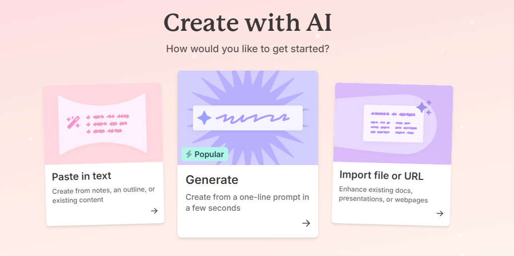 Gamma Create with AI - Free to sign up