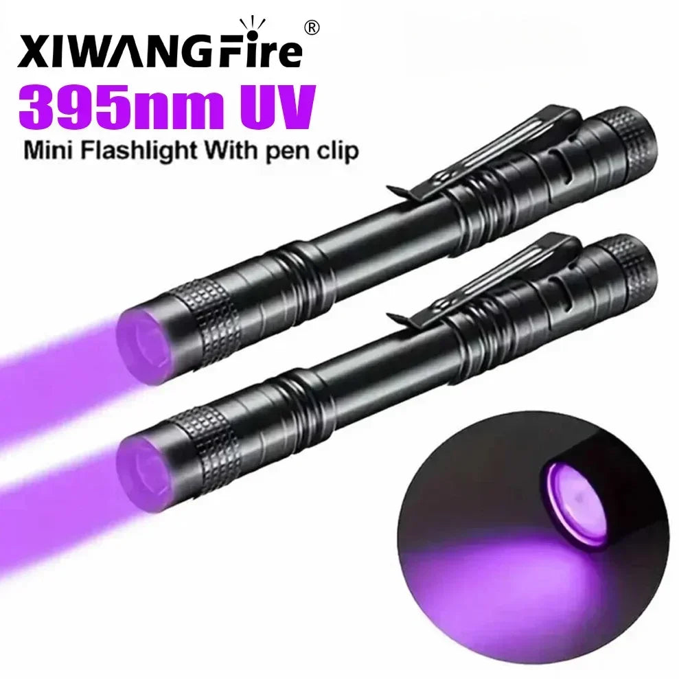 Portable 365nm UV Flashlight with Pen Clip