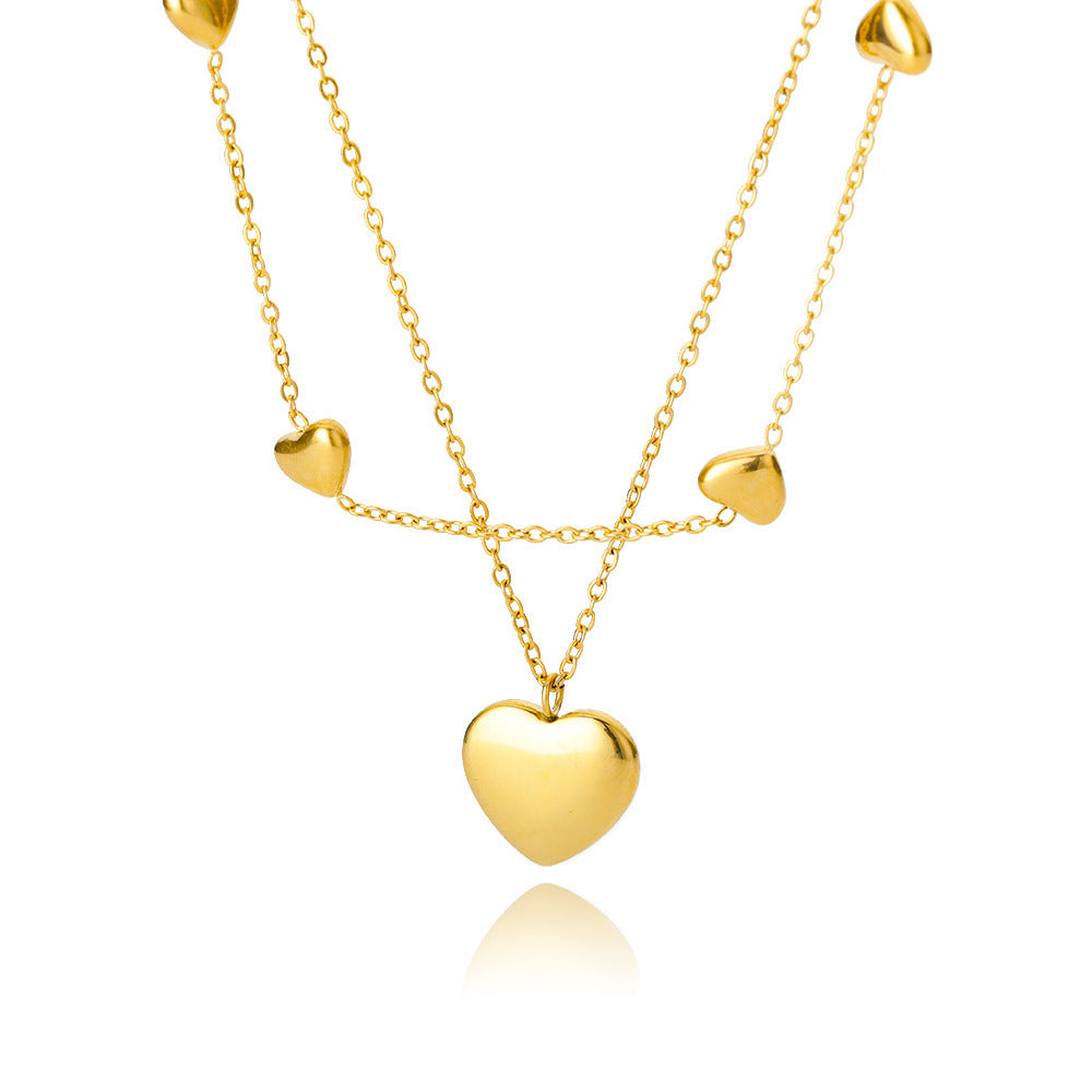 Fashion Jewelry Multilayer Heart Pendant Necklaces for Women