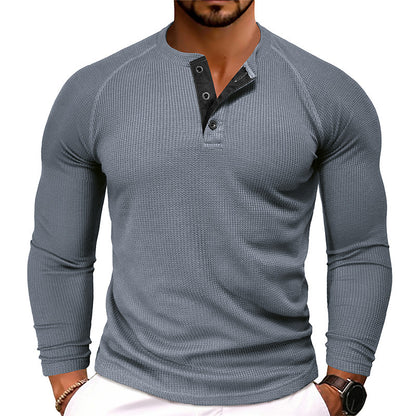 Men's Round Neck Waffle Casual T-shirt