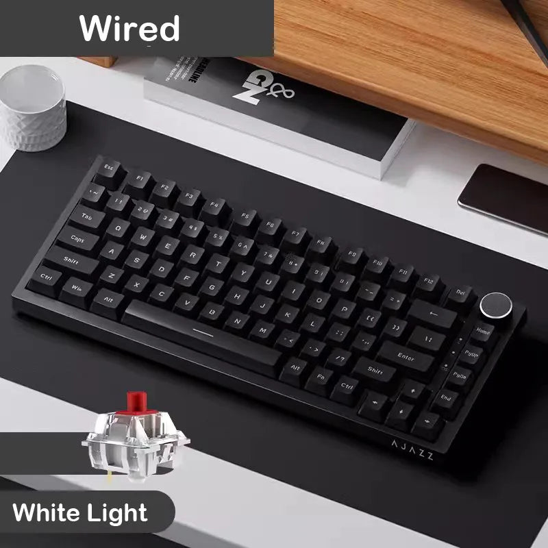 AJAZZ AK820/AK820Pro Mechanical Keyboard TFT Screen Multifunctional Knob Gaming Keyboard Wired/2.4GHz/BT Connect PC Keyboard - PickXee