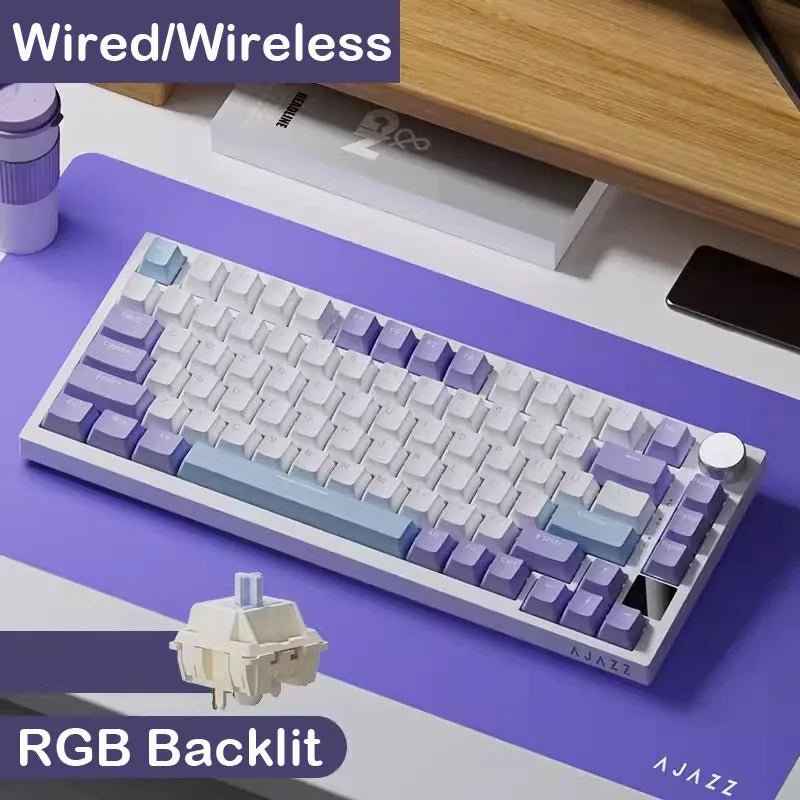 AJAZZ AK820/AK820Pro Mechanical Keyboard TFT Screen Multifunctional Knob Gaming Keyboard Wired/2.4GHz/BT Connect PC Keyboard - PickXee