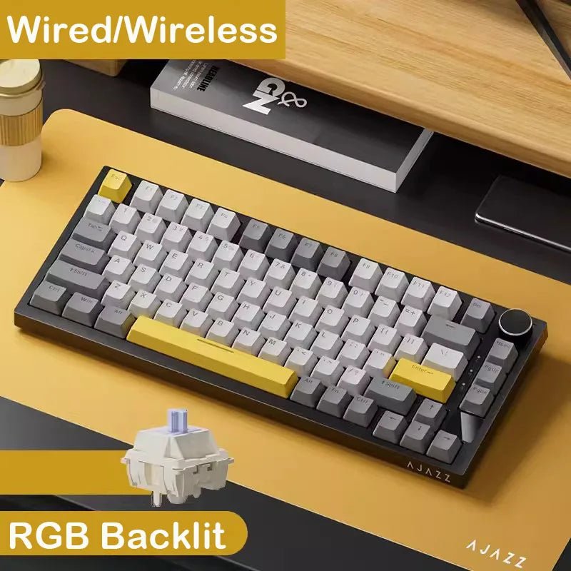 AJAZZ AK820/AK820Pro Mechanical Keyboard TFT Screen Multifunctional Knob Gaming Keyboard Wired/2.4GHz/BT Connect PC Keyboard - PickXee