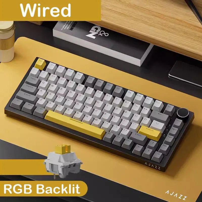AJAZZ AK820/AK820Pro Mechanical Keyboard TFT Screen Multifunctional Knob Gaming Keyboard Wired/2.4GHz/BT Connect PC Keyboard - PickXee