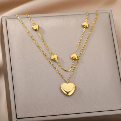 Fashion Jewelry Multilayer Heart Pendant Necklaces for Women