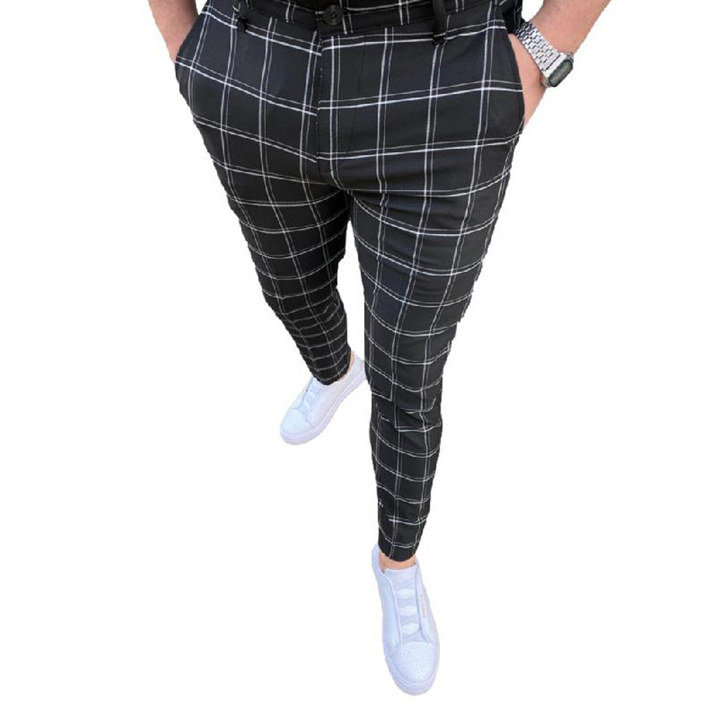 Men's Fashion Plaid Casual Feet Trousers