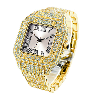 Fashion Hip Hop Diamond Full Diamond Square Men's Watch