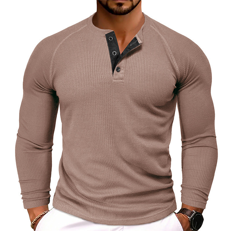 Men's Round Neck Waffle Casual T-shirt