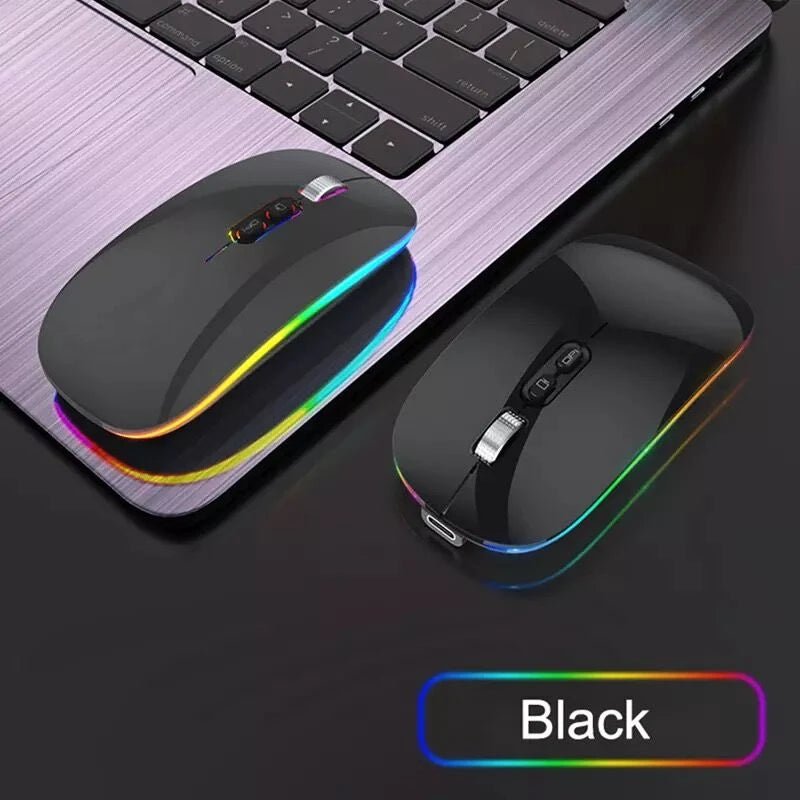 Dual Mode Bluetooth 2.4G Wireless Mouse One - Click Desktop Function Type - C Rechargeable Silent Backlight Mice for Laptop PC New - PickXee