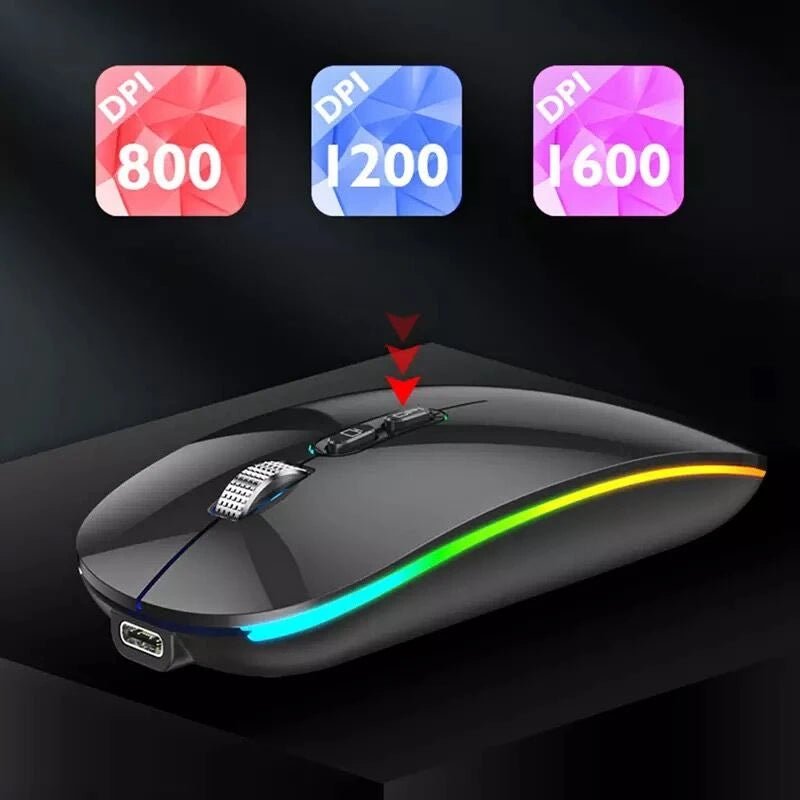 Dual Mode Bluetooth 2.4G Wireless Mouse One - Click Desktop Function Type - C Rechargeable Silent Backlight Mice for Laptop PC New - PickXee