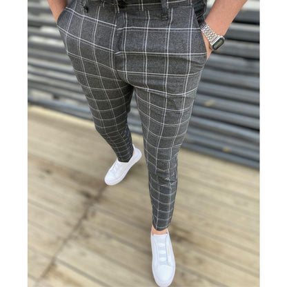 Men's Fashion Plaid Casual Feet Trousers