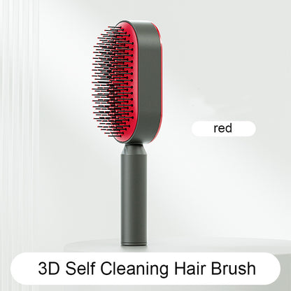 Self Cleaning Hair Brush For Women One-key Cleaning Hair Loss Airbag Massage Scalp Comb Anti-Static Hairbrush