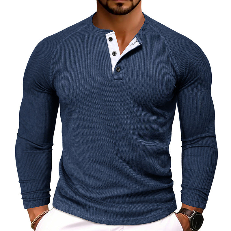 Men's Round Neck Waffle Casual T-shirt