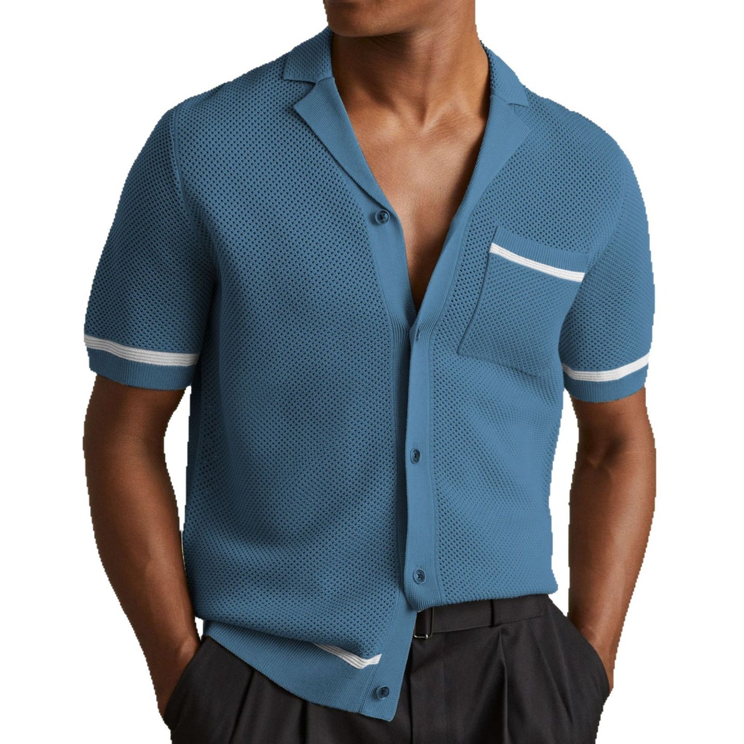 Men's Knitwear Summer Cuban Collar Short Sleeve Polo Shirt