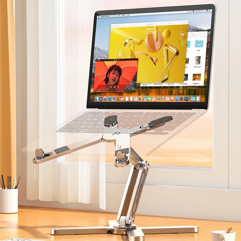 Foldable Laptop Stand 360°Rotation Notebook Table Aluminum Alloy Holder Portable Book Tablet Bracket with Heat Dissipation - PickXee