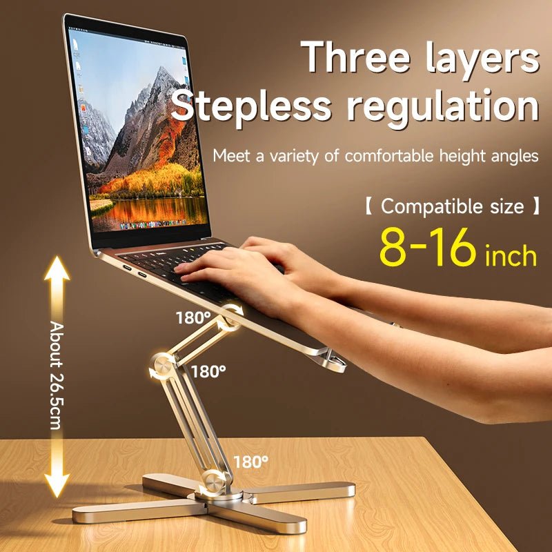 Foldable Laptop Stand 360°Rotation Notebook Table Aluminum Alloy Holder Portable Book Tablet Bracket with Heat Dissipation - PickXee