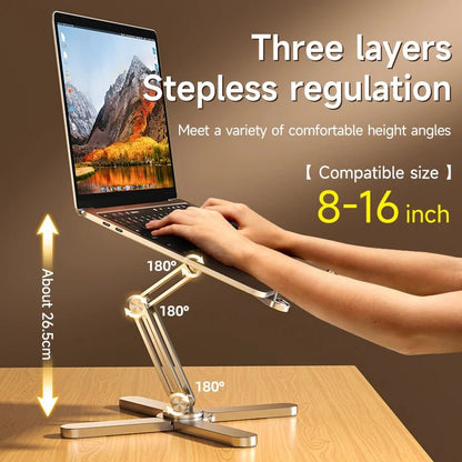 Foldable Laptop Stand 360°Rotation Notebook Table Aluminum Alloy Holder Portable Book Tablet Bracket with Heat Dissipation - PickXee
