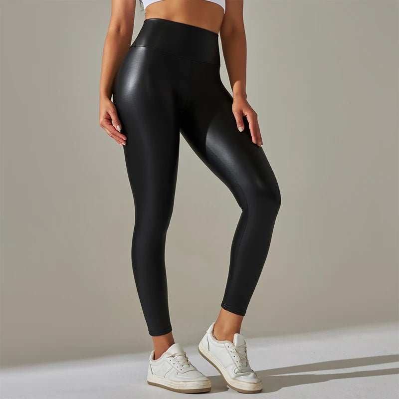 High Waist PU Leather Leggings - PickXee