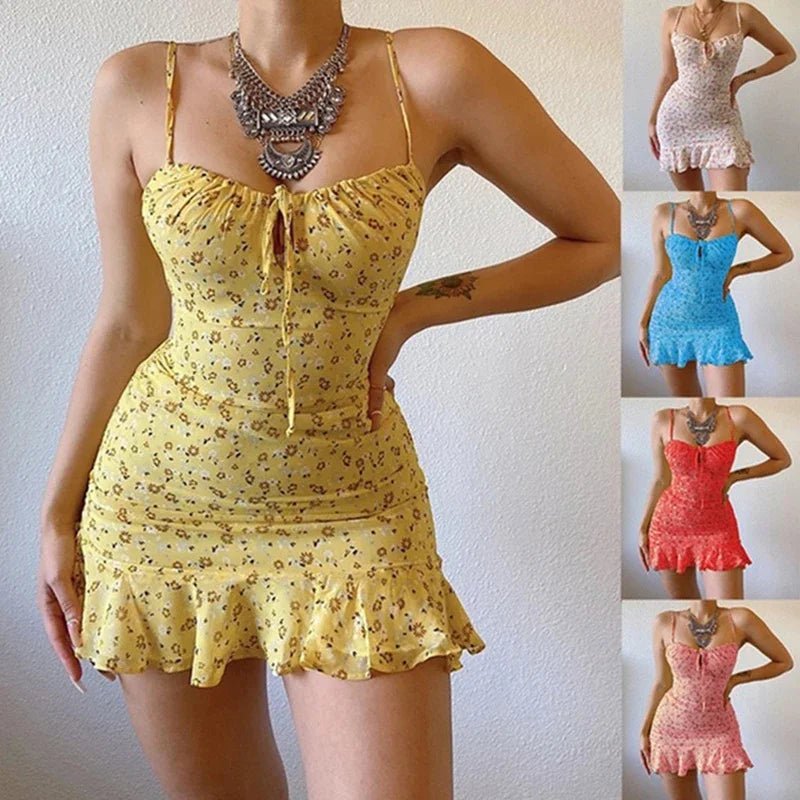 Small Floral Summer Mini Dress - PickXee