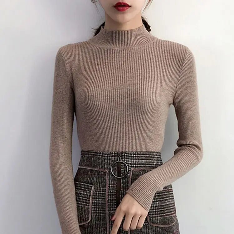 Women’s Mock Neck Knit Sweater - PickXee